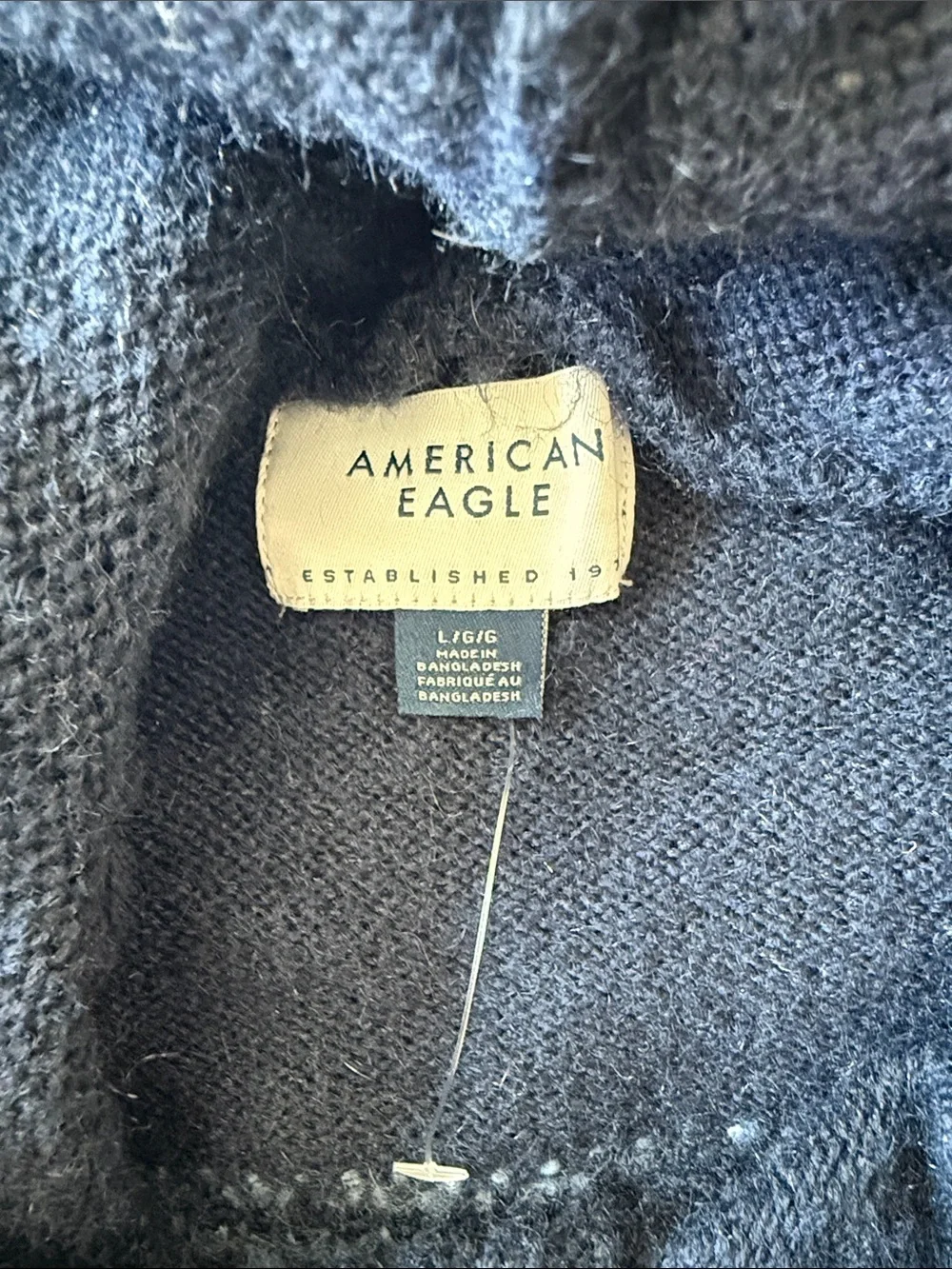 American Eagle Outfitters Navy Hooded Fair Isle Pullover